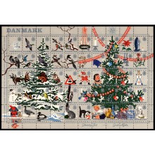 1961. Danmark. Julemærker, helark foldet. To grantræer.